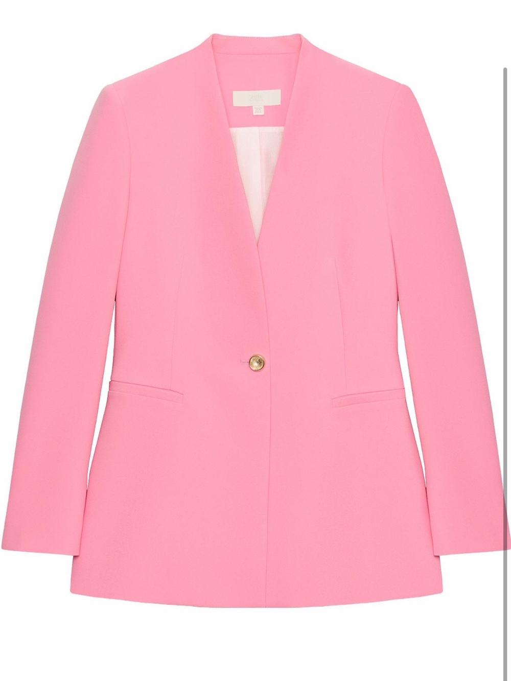 Zara Pink Single-Button V-Neck Blazer